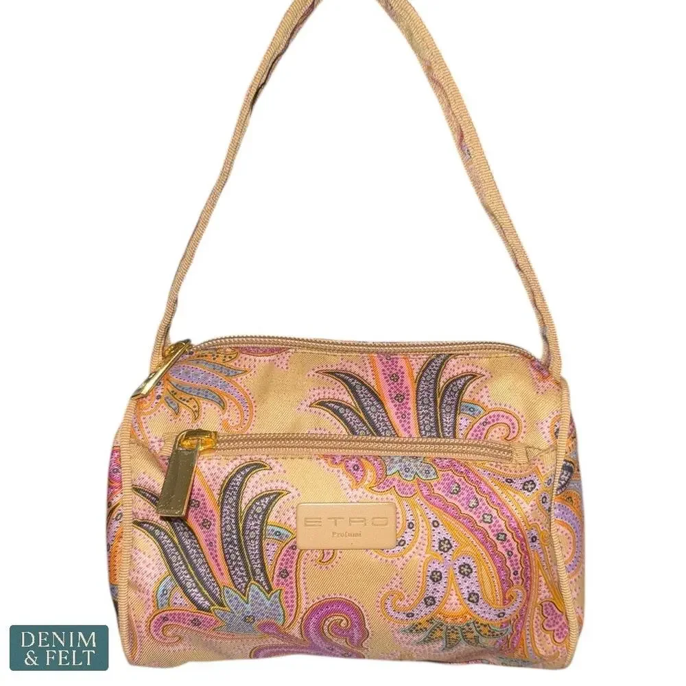 Etro Paisley Mini Zip Pouch Cosmetic‎ Bag Boho Festival Y2K Luxe Travel Designer